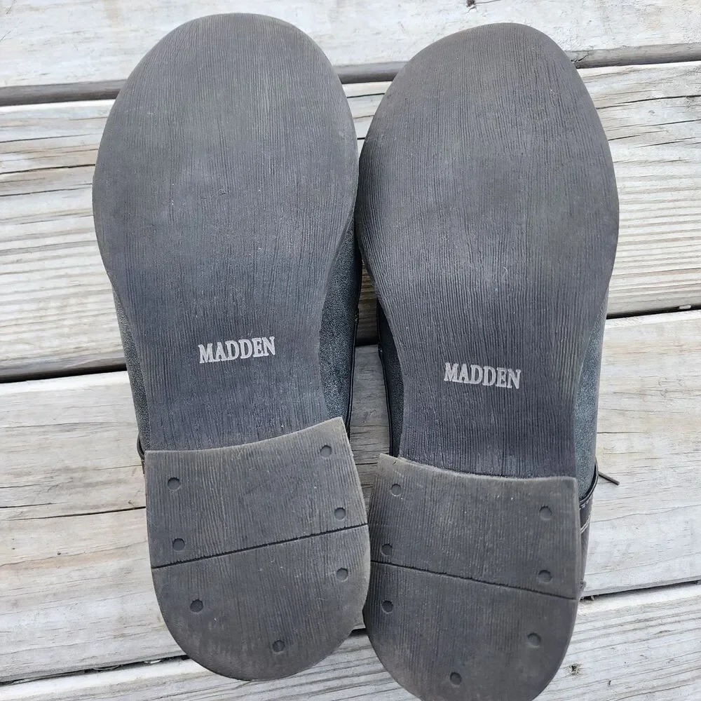 Steve Madden P Camrin Black Grey Mens Size 10M Black Leather/Canvas Cap Toe Shoe